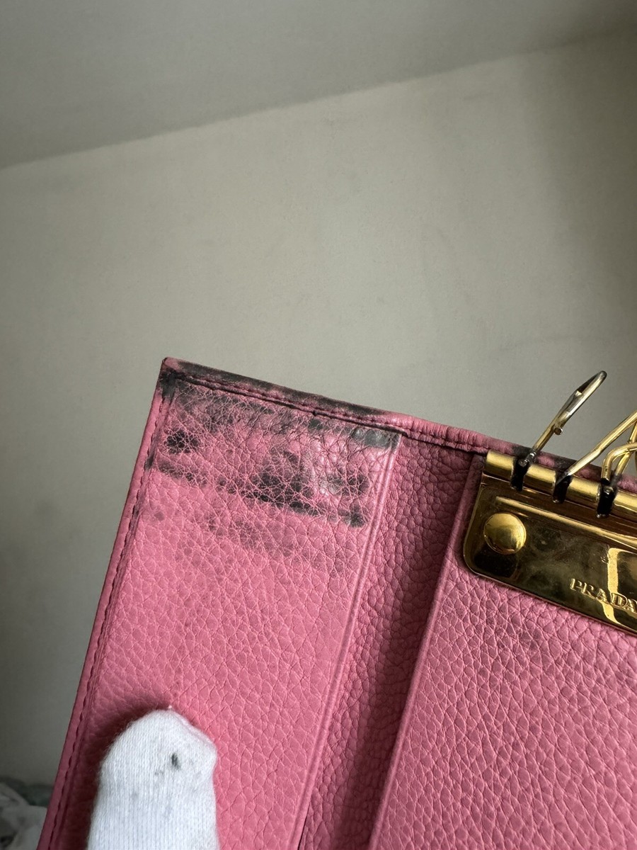 Prada Pink Saffiano Leather Key Holder 6 Key Rings | eBay