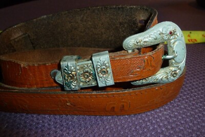 Vintage 1950s Gretsch Western Tooled Guitar Strap Cows Cactus Atkins - Item SM