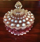 Fenton Art Glass Cranberry Opalescent Lidded Candy Dish   *MINT*