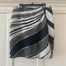 Vintage Ann Taylor Mini Skirt Tailored 6P Abstract Black White