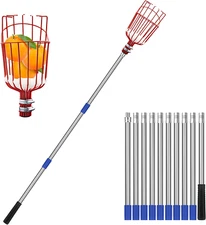 Fruit Picker Pole with Basket 13 FT Adjustable Higher Lightweight Fruit Grabber