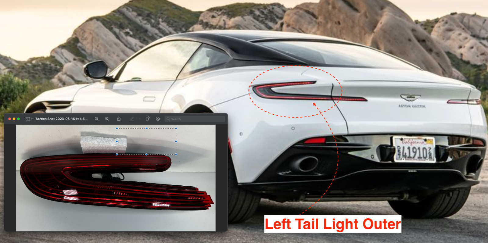 MINT Rear Left Tail Light Lamp Red HY53-13405-BE 2017-2022 Aston Martin DB11