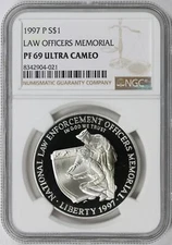 1997-P $1 Law Officers Memorial Silver Dollar NGC PF69 Ultra Cameo