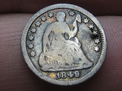 1849/8 9 Over 8 Overdate Seated Liberty Half Dime- VG/Fine Details