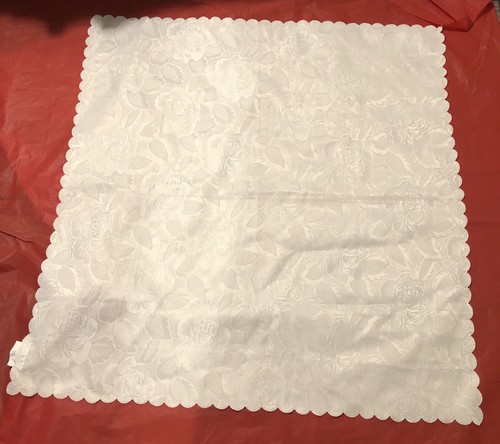 Winter White Colored Floral 35”x35 1/2” TABLECLOTH Listing #647 - Picture 3 of 6