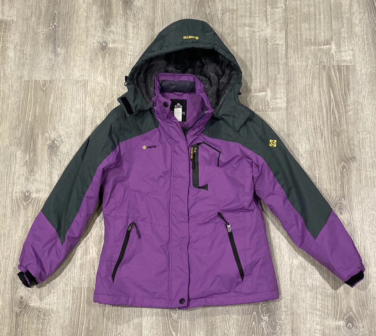GEMYSE Women s Purple Waterproof Ski Snow Jacket Hooded Coat