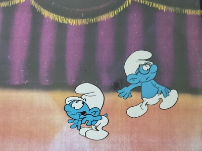 Hanna Barbera Original 1980er Vintage TV SCHLÜMPFE Animation Kunst Produktion Cel #515