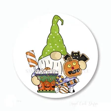 Cute Halloween Gnome Scrapbook Stickers Labels Round Envelope Seals