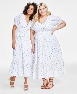 And Now This WHITE FLORAL Women's Short-Sleeve Clip-Dot Midi Dress, US  X-Small | eBay