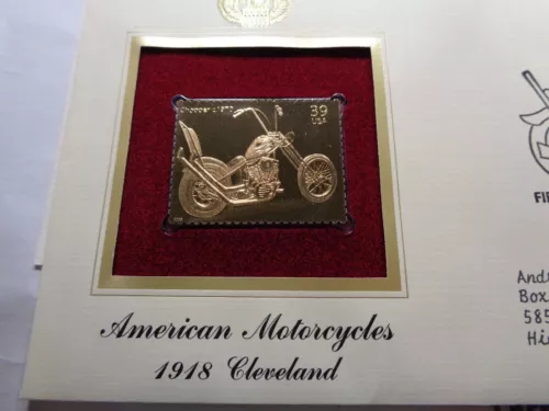 1918 CLEVELAND AMERICAN MOTORCYCLE 2006 1ST DAY ISSUE USPS 22KT GOLD STAMP #H