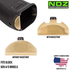 NDZ Brass Glock 17 19 22 23 34 45 Gen 4/5 Weighted Grip Frame Slug Plug Engraved