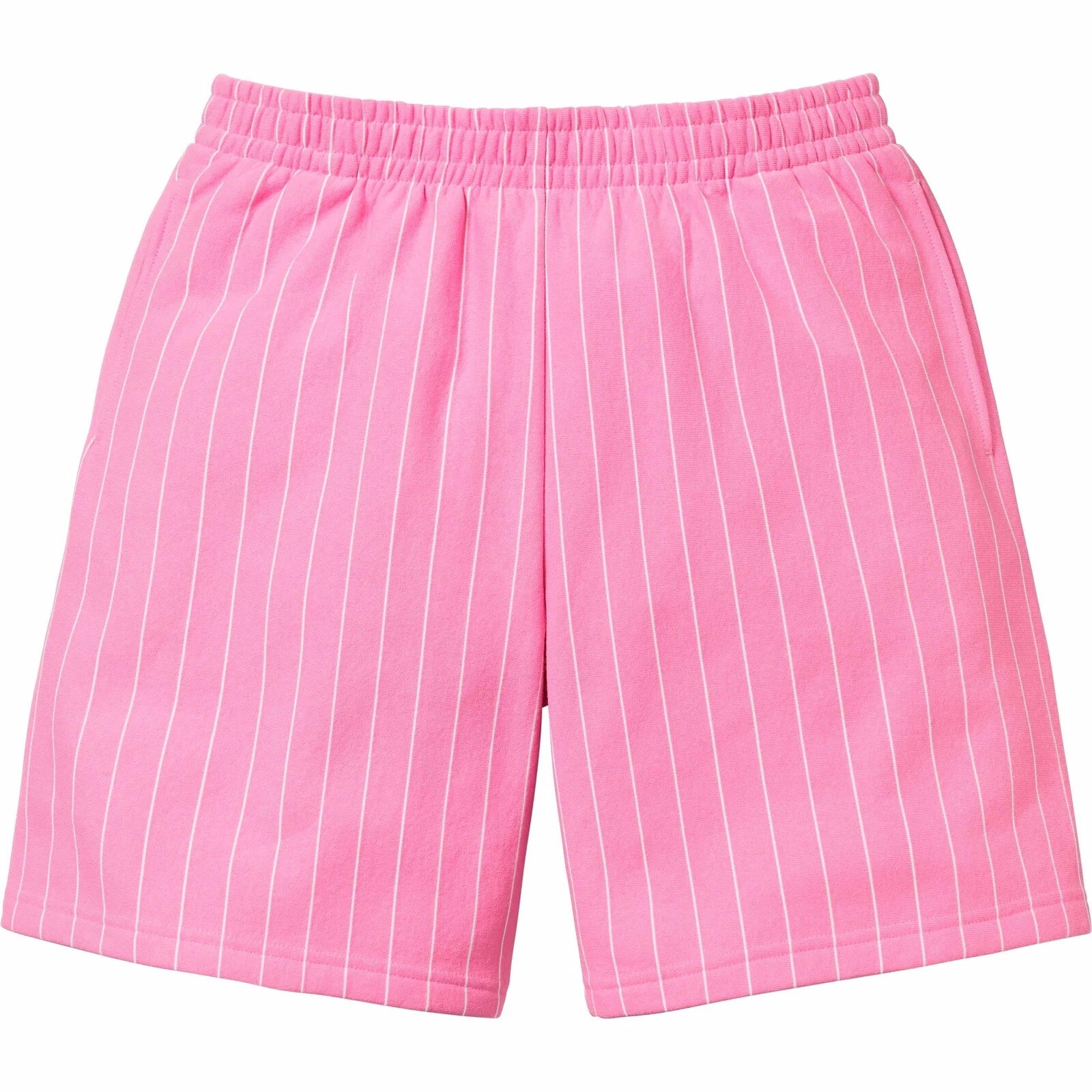 Short de survêtement en polaire Supreme Pinstripe rose SS24 taille homme grand logo brodé