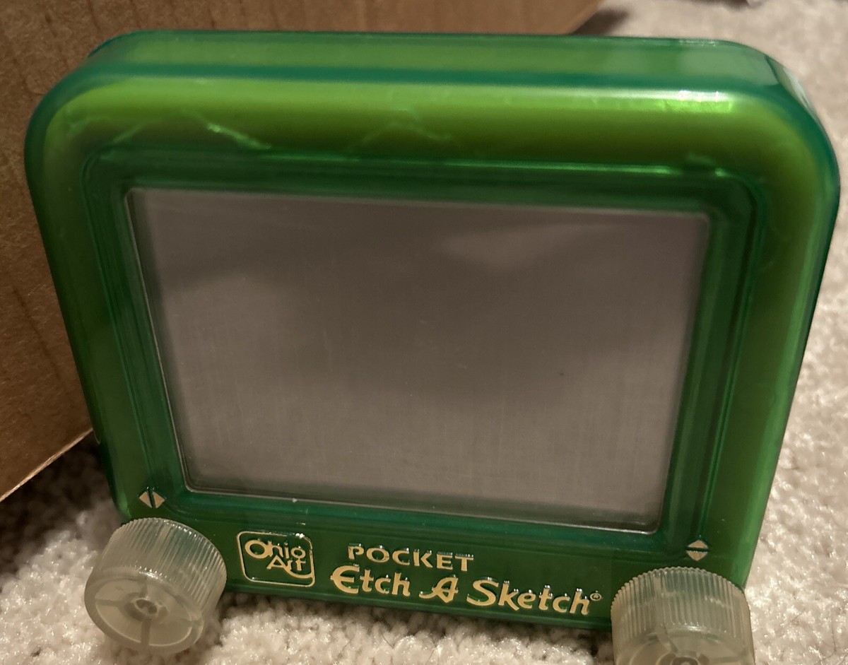 Etch A Sketch Pocket Rare Green Magic Screen Art Travel Toy Kids