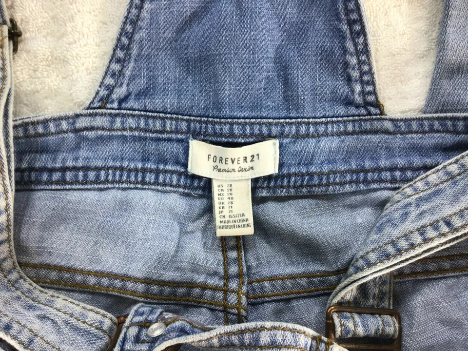 Синий джинсовый цельный комбинезон приталенный регулируемый ремень женский размер 28 - Изображение 4 из 4