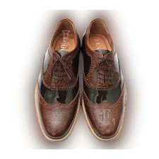 Handmade Men's Oxford Brogue Brown Pure Leather Lace Up Dress Shoes, Sale !!!