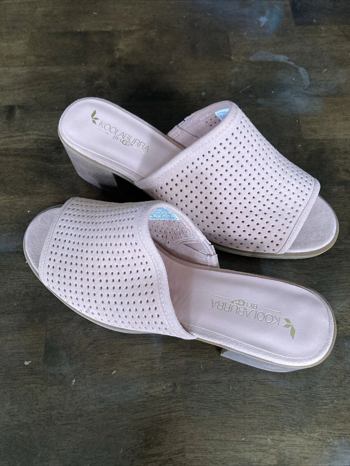 Sandali slip on Koolaburra by UGG Raychel 8 scamosciati traforati tacco a blocco blush