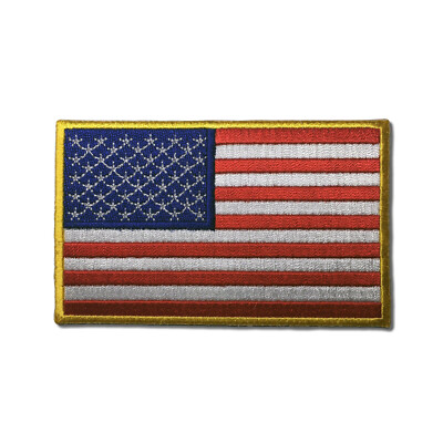 Usa Patch American Flag Embroidered Iron-On Patch - Gold Border USA Patriotic (Made In USA) Us Army Iron On Patches - Foto 14