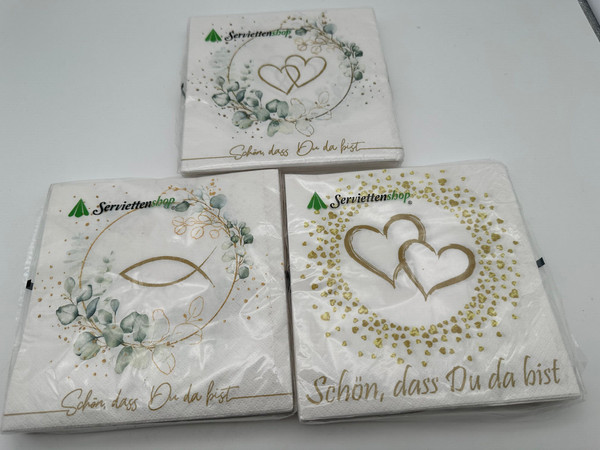 20 Servietten SchöN Dass Du Da Bist Rot Hochzeit Geburtstag Taufe Feier 33X33Cm-image