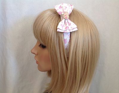 Bunny rabbit headband hair bow rockabilly pin up girl Easter cute floral baby