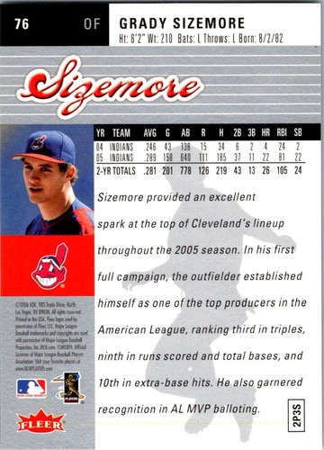 2006 Ultra #76 Grady Sizemore - Picture 2 of 2