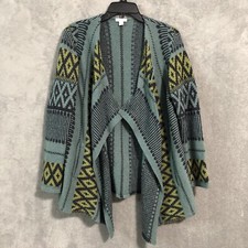 J Jill Cardigan Sweater Alpaca Wool Small Petite Draped Front Boho Aztec Knit