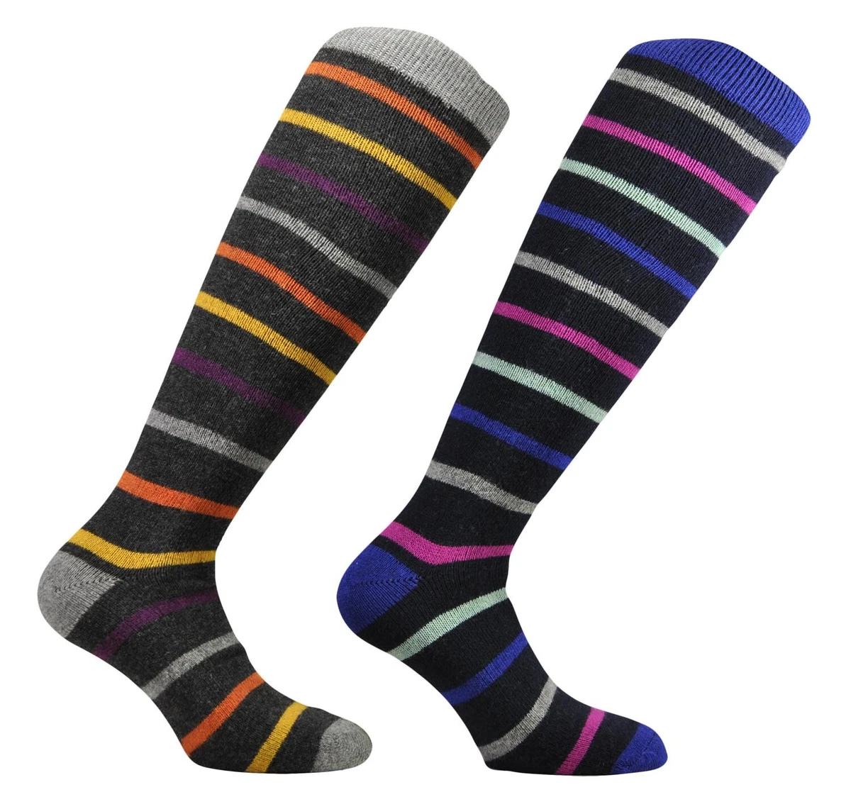 GoWith Calzini Uomo Cotone A Righe Colorate - 4 Paia, Modello 3501, Retrò Alla Caviglia