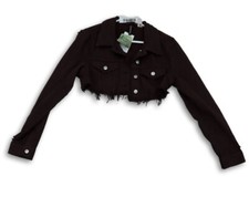 Nwt Divided Size Xs Womens Brown Long Sleeve Spread Collar Cut Off Jean Jacket