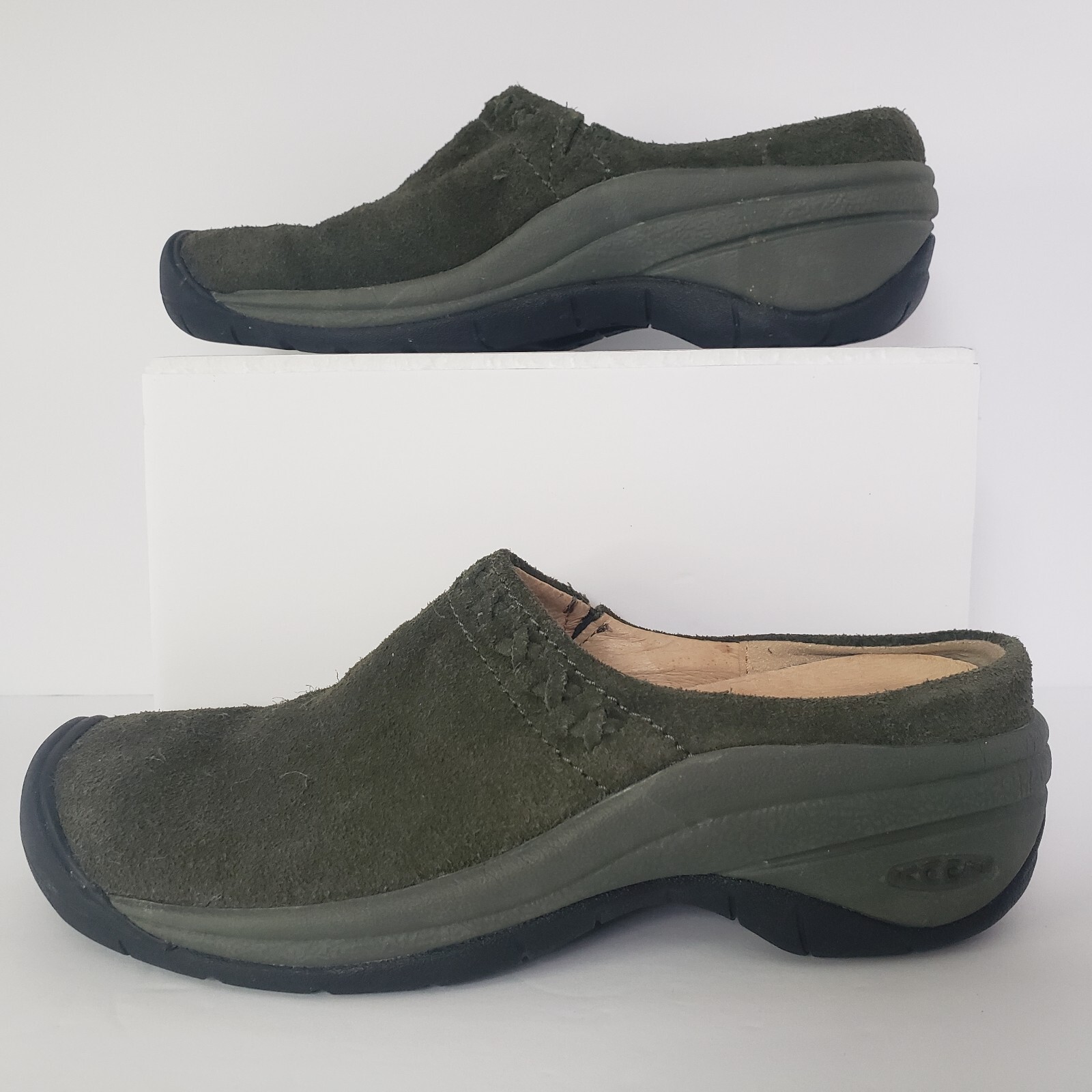 Keen Chambers zoccoli donna taglia 6 slip on verde oliva scamosciato mulo