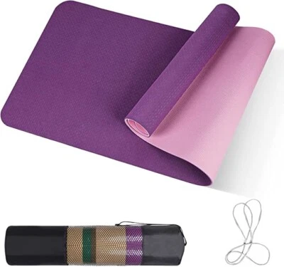 POLLY HOUSE Yoga Mat, 8mm Thick, Non Slip Workout Mat for Women, Men, Eco-Friendly, Purple