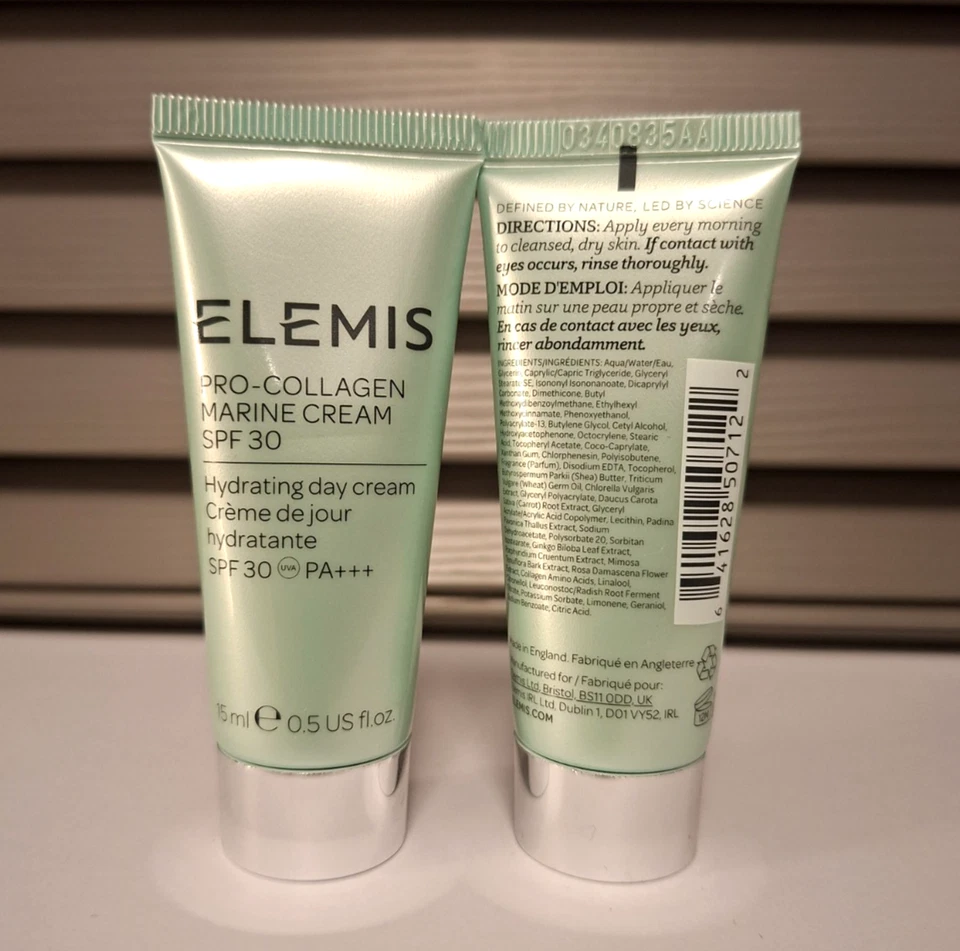SET OF 2 x ELEMIS PRO-COLLAGEN MARINE CREAM SPF 30 HYDRATING DAY CREAM 15ml - Image 2 of 3