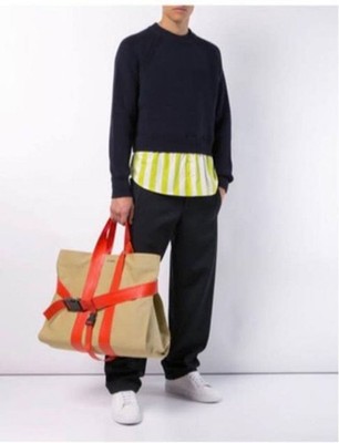 SUNNEI Italy Made Parallelepipedo Messenger Bag Canvas Orange