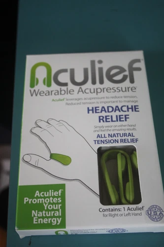 USA STOCK & FREE SHIP LOT OF 2 ACULIEF GREEN  ACUPRESSURE HEADACHE GENUINE NEW