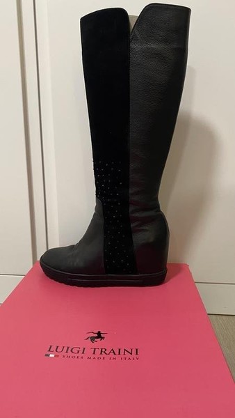 Women Luigi Traini Boots Black Leather 38