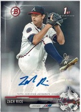 2017 Bowman Zach Rice (Braves) 1st Bowman Prospect Auto Card No. PA-ZR