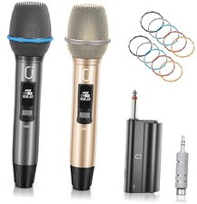 U60 Wireless Microphones, Dual UHF Microphone System with Rechargeable
