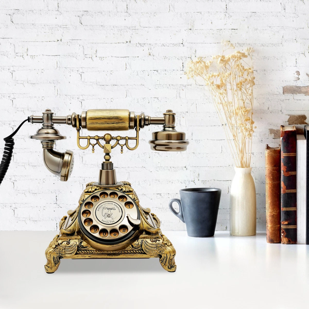 Telefono da parete retrò, telefoni antichi vintage anni '60, vecchio telefono fisso, telefono con filo in stile europeo con funzione di ripetizione della chiamata per casa, ufficio, decorazione d