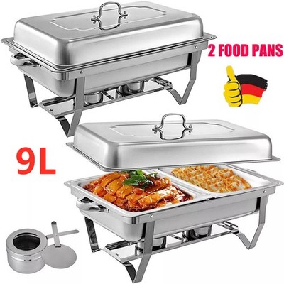 9L Chafing Dish Speisenwärmer Edelstahl Rechaud Wärmebehälter Warmhaltebehälter#