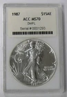 1987 MS-70 SILVER EAGLE ICG / ACC GRADED, MANY SCUFFS ON SLAB, SEE PICTURES
