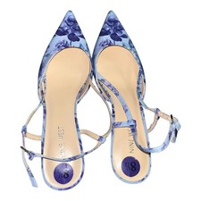 Nine West Rillas Floral Slingback Pumps Heels 2.5” SIZE 8.5 BLUE