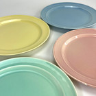 Vintage Dinner Plates 1940s Table Setting Lu-Ray Pastels Blue Pink Yellow Green