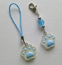 Blue "Glow in the Dark" Charm Clip Zipper Pull & Charm Strap NEW Handmade