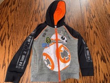 Boys Size 6 Star Wars Zip Up Hooded Long Sleeve Sweatshirt Hoodie BB8 Disney