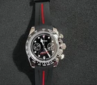 Brand New Parrsrp Chronograph Seiko Move Black x Red Rubber Belt