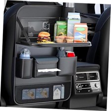 Foldable Car Backseat Organizer with Table Tray, Car Seat Back Protector with