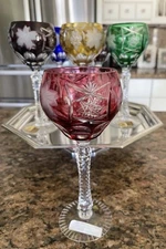 Vintage Anna Hutte Cut-to-Clear Hock Wine Glasses, Unused, MINT, Priced per Stem