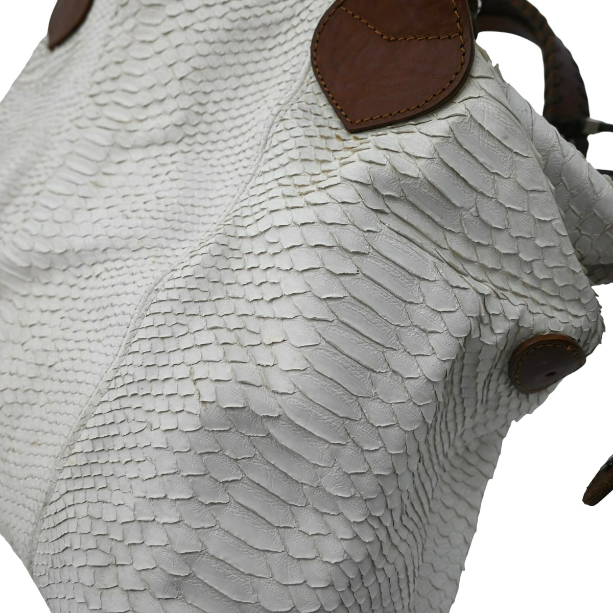 Pauric Sweeney White Python Leather Shoulder Bag - image 14