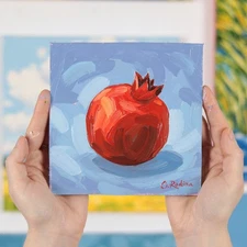 Oil Painting Original Pomegranate Still Life Wall Art Kitchen Fruit painting