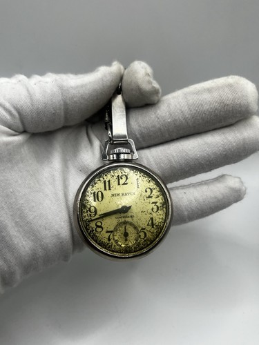 Vintage 40s 50s New Haven "Compensated" Pocket Watch (Runs) Read Desc.