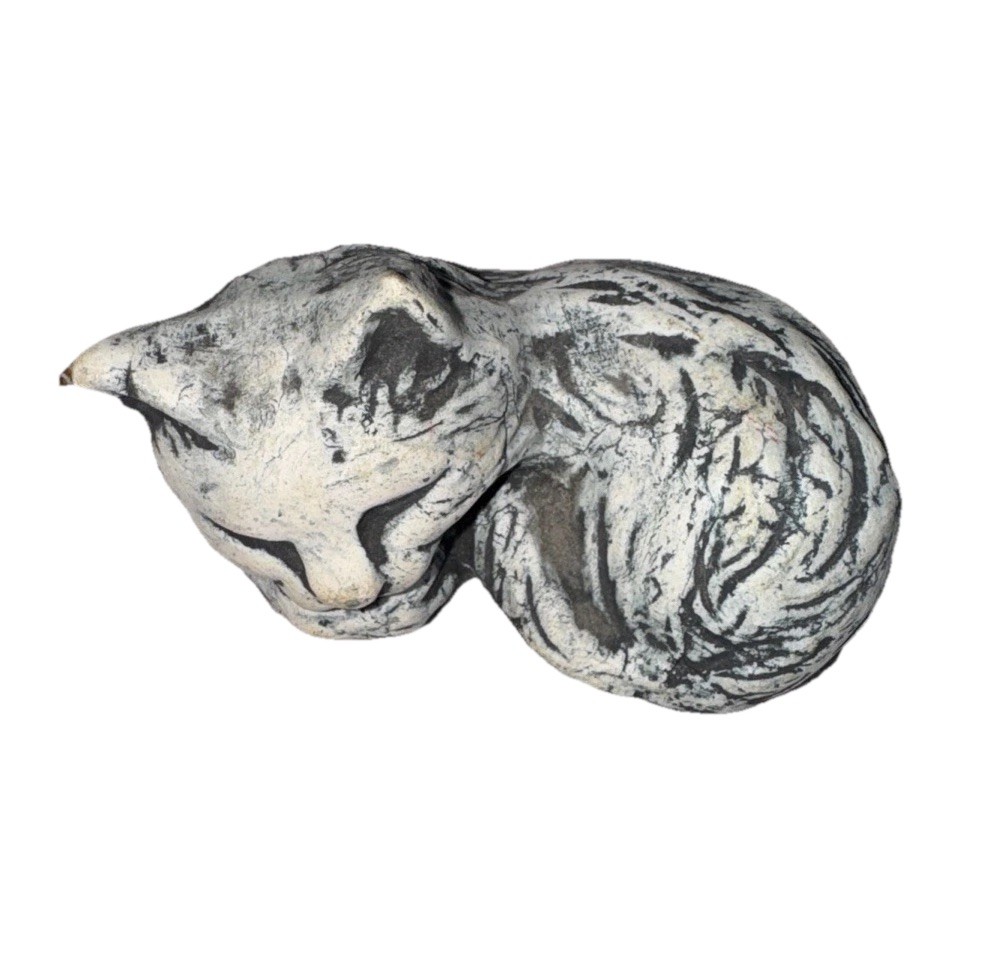 Mt St Helens Ash Cat Sculpture - Clay Art Collectible