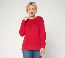 Belle by Kim Gravel Jingle Belles Starburst Sequin Knit Top Ruby L New